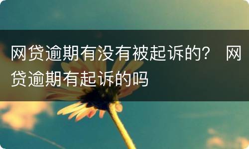 网贷逾期有没有被起诉的？ 网贷逾期有起诉的吗