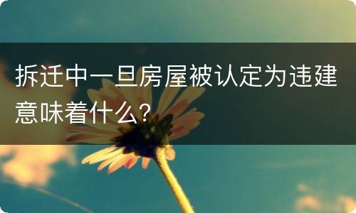 拆迁中一旦房屋被认定为违建意味着什么？