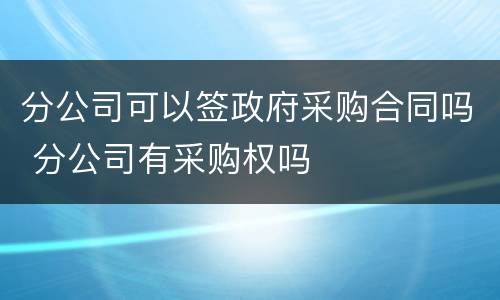 分公司可以签政府采购合同吗 分公司有采购权吗
