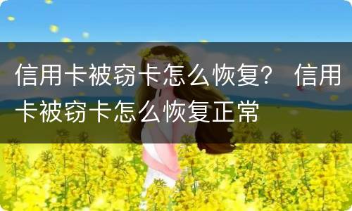信用卡被窃卡怎么恢复？ 信用卡被窃卡怎么恢复正常