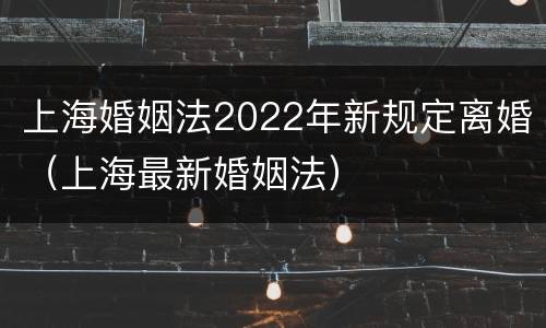 上海婚姻法2022年新规定离婚（上海最新婚姻法）