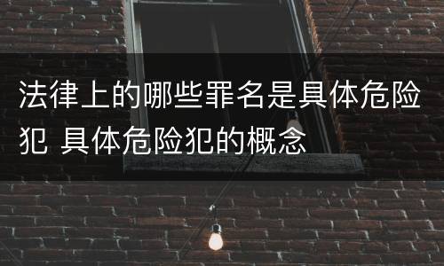 法律上的哪些罪名是具体危险犯 具体危险犯的概念