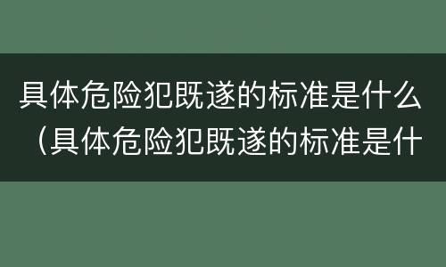 具体危险犯既遂的标准是什么（具体危险犯既遂的标准是什么）