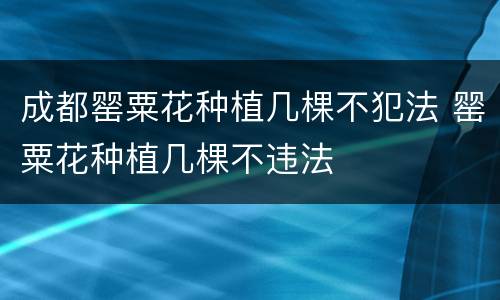 成都罂粟花种植几棵不犯法 罂粟花种植几棵不违法