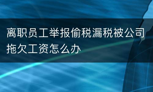 离职员工举报偷税漏税被公司拖欠工资怎么办