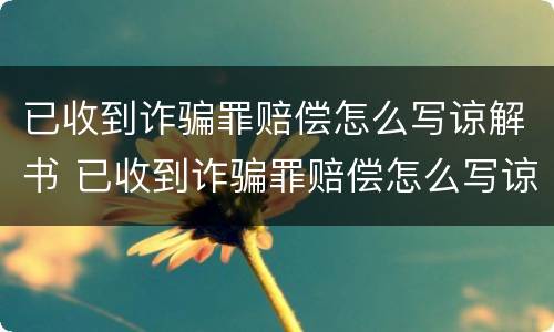 已收到诈骗罪赔偿怎么写谅解书 已收到诈骗罪赔偿怎么写谅解书书面