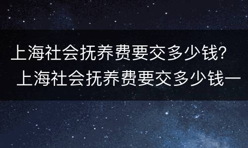 上海社会抚养费要交多少钱？ 上海社会抚养费要交多少钱一年