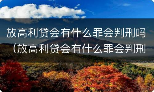 放高利贷会有什么罪会判刑吗（放高利贷会有什么罪会判刑吗判几年）