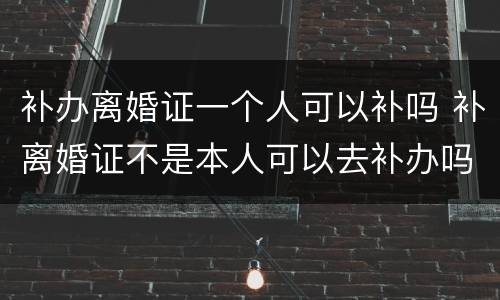 补办离婚证一个人可以补吗 补离婚证不是本人可以去补办吗?