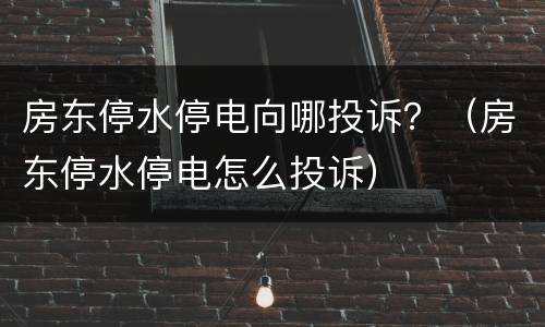房东停水停电向哪投诉？（房东停水停电怎么投诉）