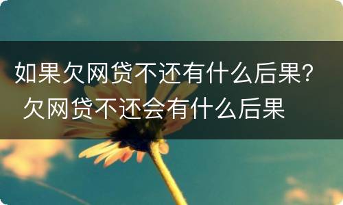 如果欠网贷不还有什么后果？ 欠网贷不还会有什么后果