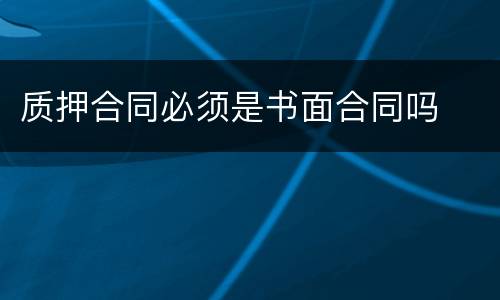 质押合同必须是书面合同吗