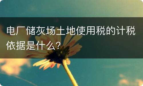电厂储灰场土地使用税的计税依据是什么？