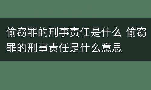 偷窃罪的刑事责任是什么 偷窃罪的刑事责任是什么意思