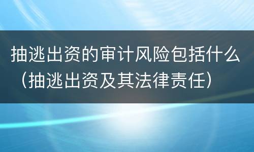 抽逃出资的审计风险包括什么（抽逃出资及其法律责任）