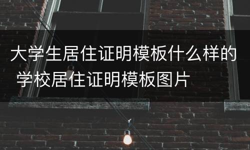 大学生居住证明模板什么样的 学校居住证明模板图片