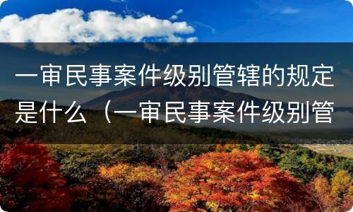 一审民事案件级别管辖的规定是什么（一审民事案件级别管辖的规定是什么意思）