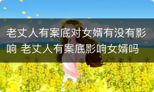 老丈人有案底对女婿有没有影响 老丈人有案底影响女婿吗