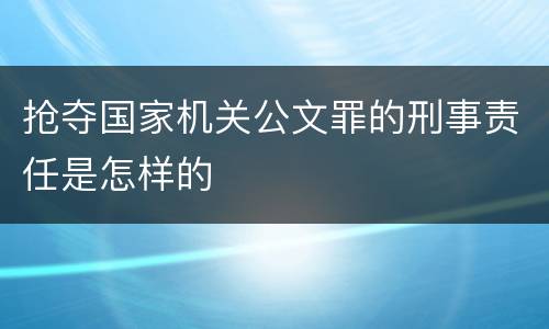 抢夺国家机关公文罪的刑事责任是怎样的
