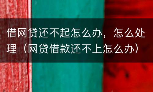 借网贷还不起怎么办，怎么处理（网贷借款还不上怎么办）