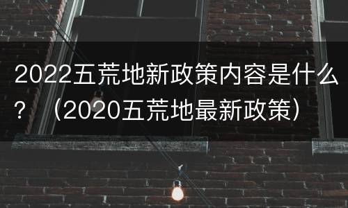 2022五荒地新政策内容是什么？（2020五荒地最新政策）