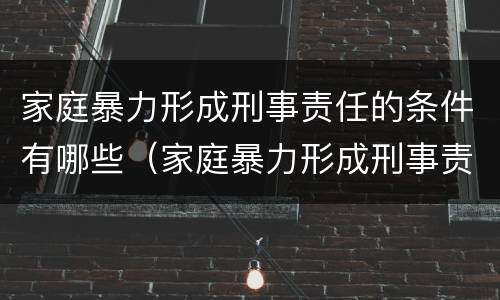 家庭暴力形成刑事责任的条件有哪些（家庭暴力形成刑事责任的条件有哪些呢）