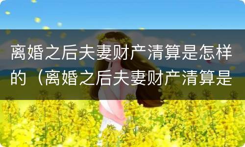 离婚之后夫妻财产清算是怎样的（离婚之后夫妻财产清算是怎样的程序）