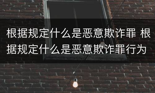 根据规定什么是恶意欺诈罪 根据规定什么是恶意欺诈罪行为