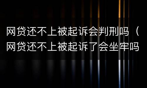 网贷还不上被起诉会判刑吗（网贷还不上被起诉了会坐牢吗）