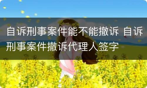 自诉刑事案件能不能撤诉 自诉刑事案件撤诉代理人签字