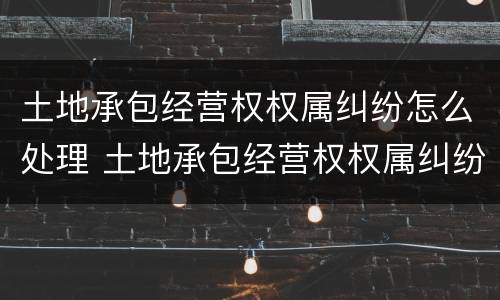 土地承包经营权权属纠纷怎么处理 土地承包经营权权属纠纷怎么处理的
