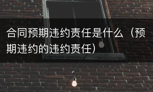 合同预期违约责任是什么（预期违约的违约责任）
