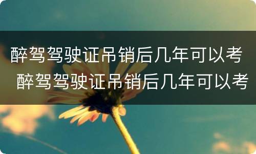 醉驾驾驶证吊销后几年可以考 醉驾驾驶证吊销后几年可以考驾照