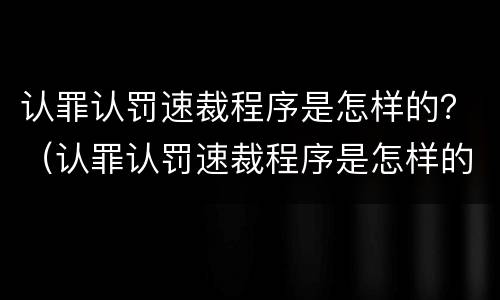 认罪认罚速裁程序是怎样的？（认罪认罚速裁程序是怎样的呢）