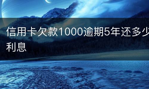 信用卡欠款1000逾期5年还多少利息