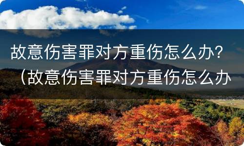 故意伤害罪对方重伤怎么办？（故意伤害罪对方重伤怎么办呢）