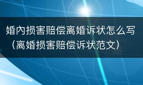 婚內损害赔偿离婚诉状怎么写（离婚损害赔偿诉状范文）