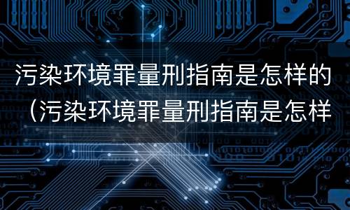 污染环境罪量刑指南是怎样的（污染环境罪量刑指南是怎样的规定）