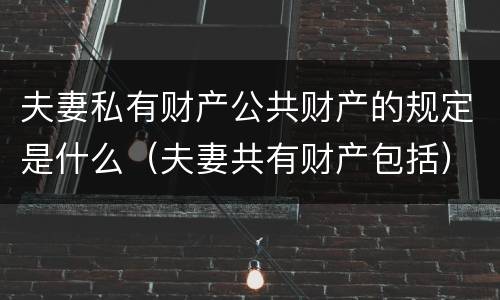 夫妻私有财产公共财产的规定是什么（夫妻共有财产包括）