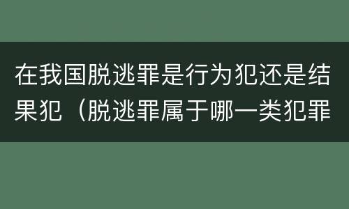 在我国脱逃罪是行为犯还是结果犯（脱逃罪属于哪一类犯罪）