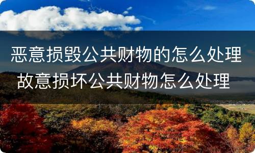 恶意损毁公共财物的怎么处理 故意损坏公共财物怎么处理