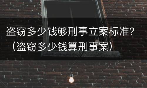 盗窃多少钱够刑事立案标准？（盗窃多少钱算刑事案）