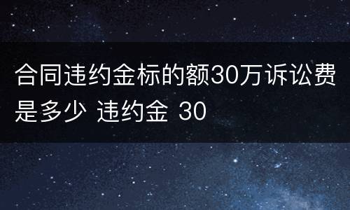 合同违约金标的额30万诉讼费是多少 违约金 30
