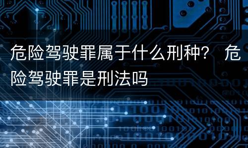危险驾驶罪属于什么刑种？ 危险驾驶罪是刑法吗