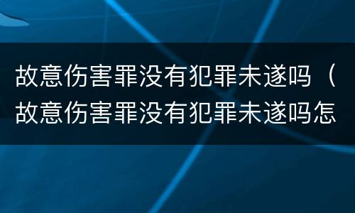 故意伤害罪没有犯罪未遂吗（故意伤害罪没有犯罪未遂吗怎么判）