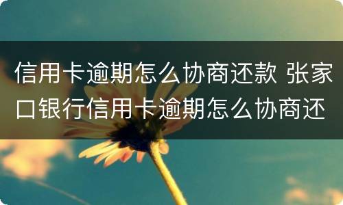 信用卡逾期怎么协商还款 张家口银行信用卡逾期怎么协商还款