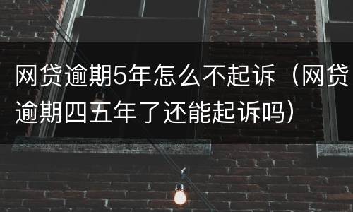 网贷逾期5年怎么不起诉（网贷逾期四五年了还能起诉吗）