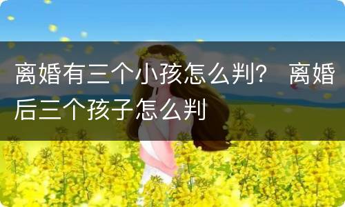 离婚有三个小孩怎么判？ 离婚后三个孩子怎么判