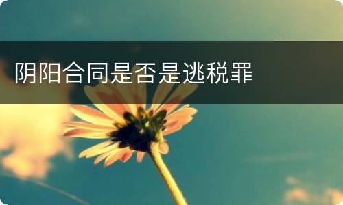 阴阳合同是否是逃税罪