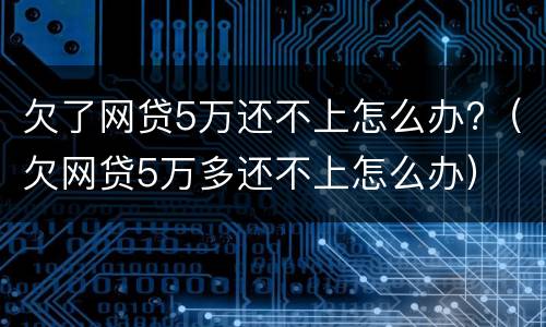 欠了网贷5万还不上怎么办?（欠网贷5万多还不上怎么办）
